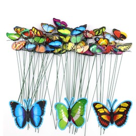 50pcs Garden Butterfly Stakes, Garden Decor Ornaments, Colourful Butterfly Ornaments, Butterfly Stakes, for Outdoor Yard Patio Planter Flower Pot Spring Garden Decoration