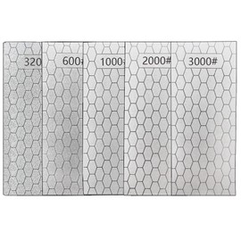 Diamond Sharpening Stone, 5 Pcs Knife Sharpening Stone for Kitchen Sharpening, Diamond Lapping Plate Coarse/Medium/Fine Grit Sharpener, 320/600/1000/2000/3000 Grit