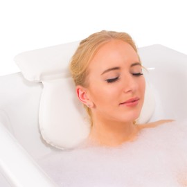 Bath Pillow Proke Bathtub Pillow, Ergonomic Bath Pillows for Tub with 4D Air Mesh Technology and 5 Huge Suction Cups, Comfortable, Soft, Large Spa Pillow, Provide Head, Neck, Shoulder Back Support