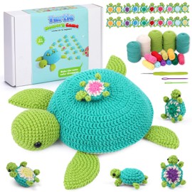 Mnuizu Crochet Kit for Beginner,Beginner Crochet Kit for Adults,Crochet Animals Kit with Step-by-Step Video Tutorials,21 Pcs Turtles Fun Memory Matching Game for Family Gatherings
