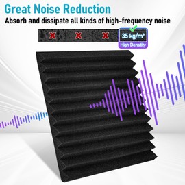 Aukivon 18 Pack Acoustic Panels Sound Absorbing Self-adhesive, 12 x 12 x 2 Inches High Density Noisy Neighbors Soundproofing, Sound Cancelling Wall Panels for Home Movie Theater, Recoding Studio