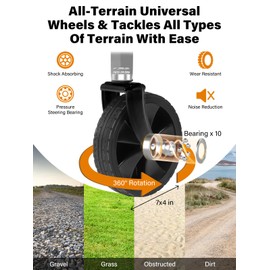 Naturehike Beach Wagon with Big Wheels for Sand, 265LBS Collapsible Wagon Cart, Foldable Portable Heavy Duty Garden Wagon Cart - Large Capacity Utility Wagon for Shopping,Camping,Garden,Sports,Grocery