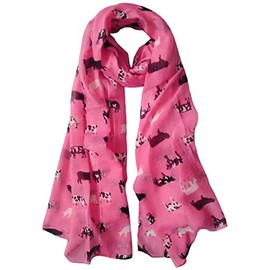 Cow Print Scarf Farm Animal Womens Ladies Fashion Soft Big Shawl Wrap (Pink)(Size:L)