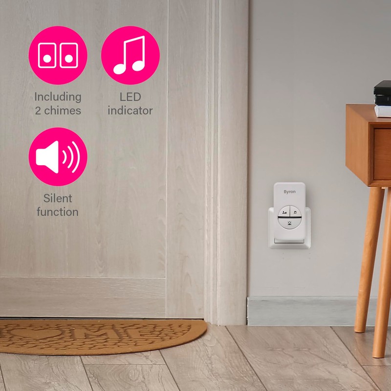 Byron DBY-23445BS Wireless Doorbell Set - 2 Plugs - Kinetic