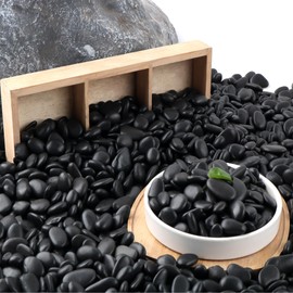 AVALUTION 18lbs Natural River Rocks - 1Inch Black Pebbles for Plants Garden Decorative Stones, Landscape Stone