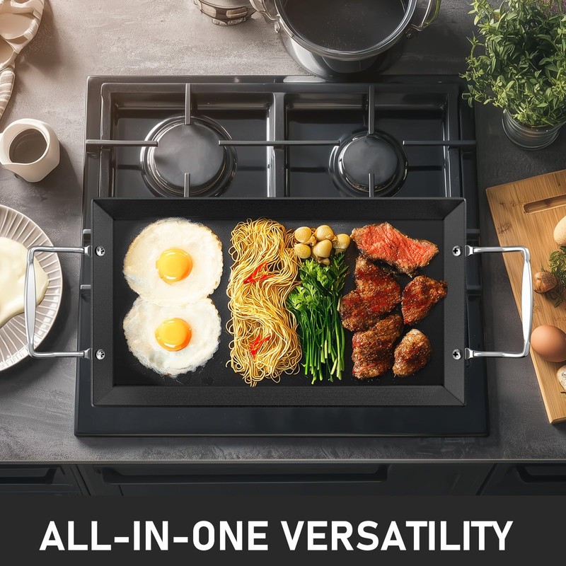 Utheer Upgraded Nonstick Cast Iron Griddle for Gas Grill, 26.7