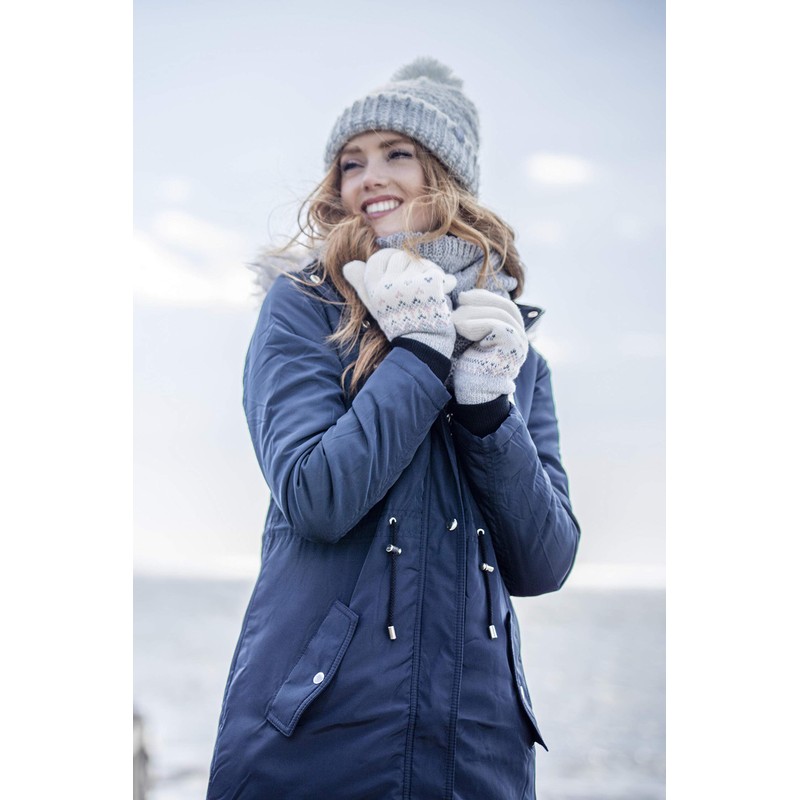 HEAT HOLDERS - Ladies Cute Striped Fairisle Warm Knitted Fleece
