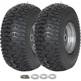 (2 Pack) WEIZE 15x6.00-6 Tire and Wheel Assembly, Replacement Riding Lawn Mower Front Tires, Compatible with Craftsman Riding Lawn Mowers, 3" centered Hub, 3/4" Bushing