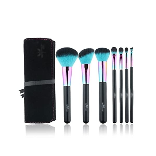 7PCS Rainbow Makeup Brushes Professional Brushes with Cosmetics Bag Portable