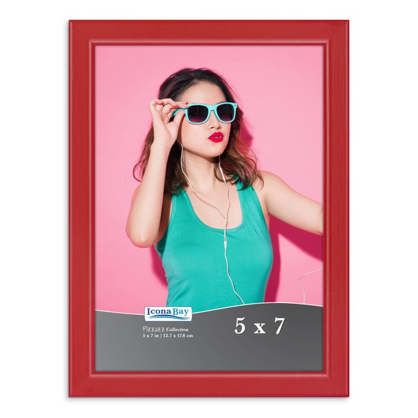 Icona Bay 7x5 Red Picture Frame, Coloured Solid Wood Scandinavian