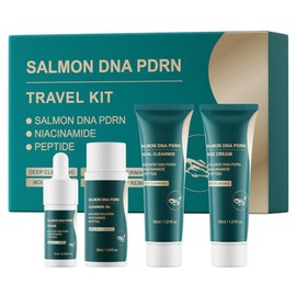 PDRN Travel Skin Care Set: Anti-Aging Salmon DNA Kit with Cleansing Oil, Facial Cleanser, PDRN Serum & Cream | Travel Essentials for Women with Aging Skin