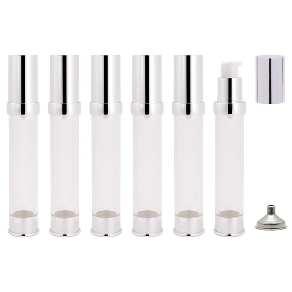 AJLTPA 6Pcs 1oz 30ml Clear Airless Pump Bottles with Funnel,