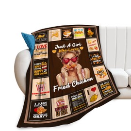 Yudchen Fried Chicken Blanket Food Throw Blanket for Girls Women Funny Plush Flannel Fleece Blanket Warm Fuzzy Cozy Lightweight Blankets for Sofa Bed Gifts for Kids Teens Adults 50"x40"