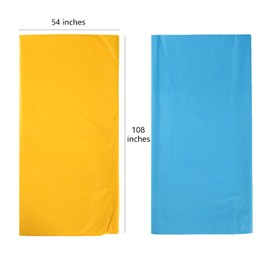 OULIGET Plastic Tablecloths,Disposable Table Covers,Baby Shower Party Tablecovers,Table Cloths for Picnic Birthday Wedding Parties 8 ft Rectangle Use,54 x 108 Inches,2 Pack,Light Blue,Yellow.