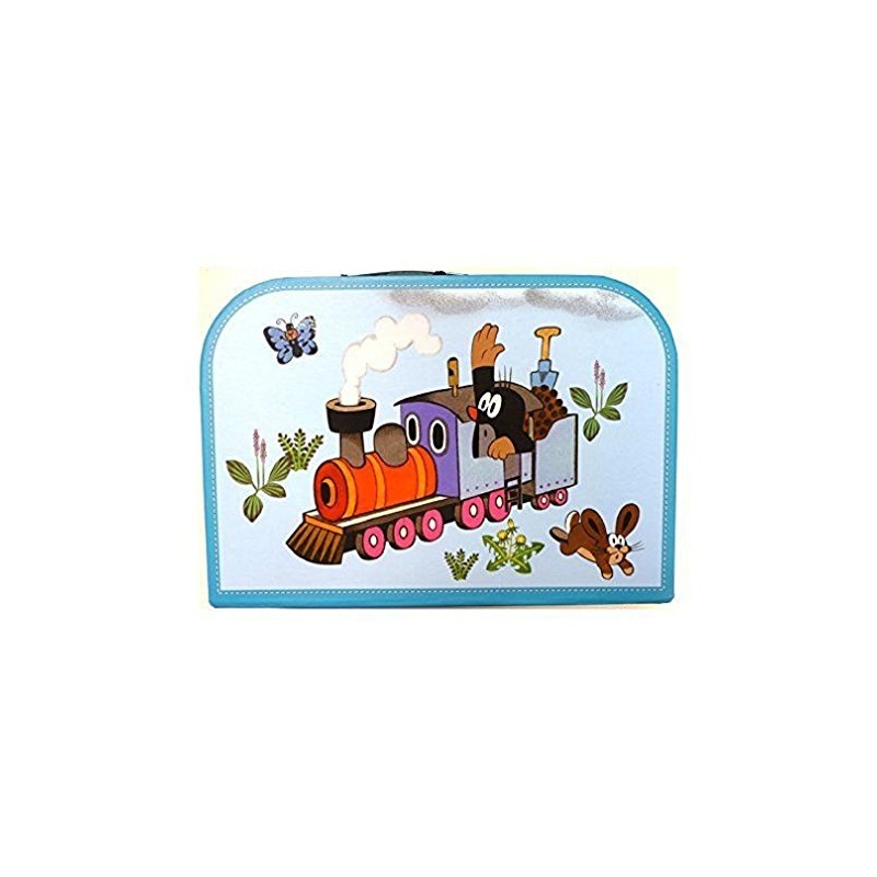 Kinderkoffer 16298 "Maulfwurf mit der Eisenbahn" blau gross 30 cm