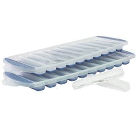 Home Basics Ultra-Slim Plastic Pop, (Pack of 2), Blue Ice Cube Tray, One Size