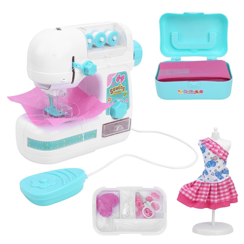 Kids Sewing Machine Toy Kit Portable W/Model Tape Scissor Threader