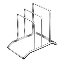 YUNYDSM Cutting Board Holder, Stainless Steel Chopping Board Rack, Pot Lid Organizer, Kitchen Cabinet Countertop Baking Utensil Storage Rack, for Pot Lids and Chopping Boards (6.5×4.06×4.72")