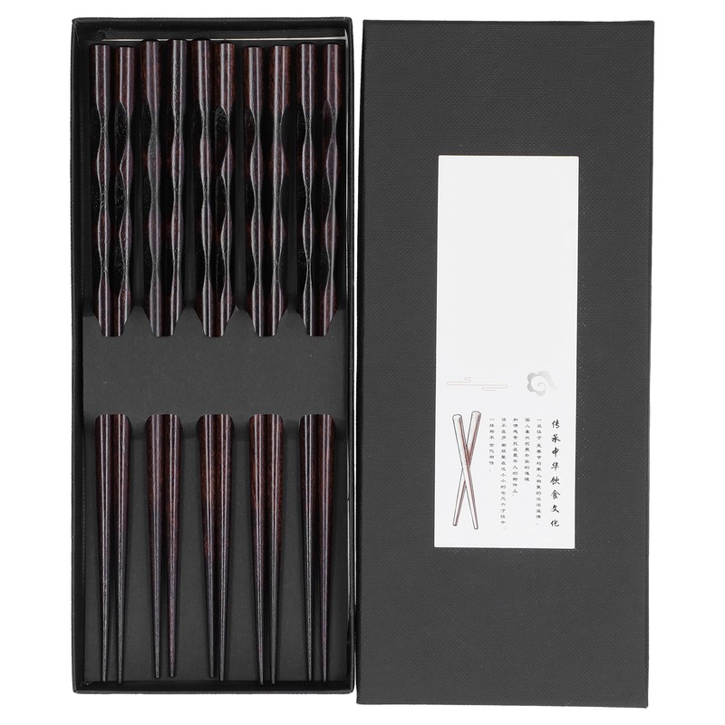 5Pairs Chopsticks Simple Reusable Wooden Pointed Chopsticks Natural Environmentally Friendly