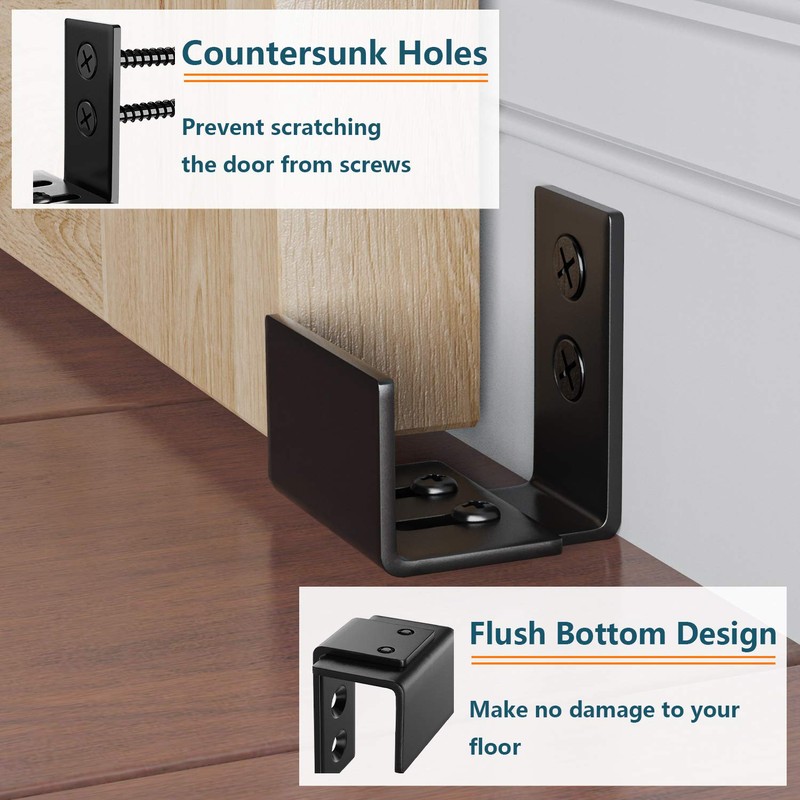HomLxclx Matte Black Floor Guide Wall Mounted Roller Adjustable Fit