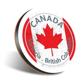 1 x Round Jumbo Size Coaster 12cm Victoria Canada Flag Travel Holiday Rustic Cork Backed MDF Glossy Tea Coffee Accessory #59052