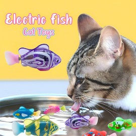 Tyasoleil 6PCS Electronic Pet Fish, Swimming Robot Fish Toy for Cats, Electric Fish Toy, LED Light Electronic Fish, Cat Interactive Pet Toy Swimming Baby Bath Toy (6 Pcs)