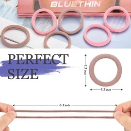 JIRIS 50Pcs Hair Ties for Women Girls,Cotton Seamless Hair Ties, Soft Ponytail Holders,No Crease No Damage Elastics Hair Bands with Box for Thick Heavy and Curly Hair (Pink)