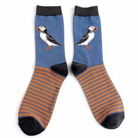 Mr Sparrow Puffin Socks Mens Denim Soft Breathable Bamboo Blend 1 Pair Size 7 to 11
