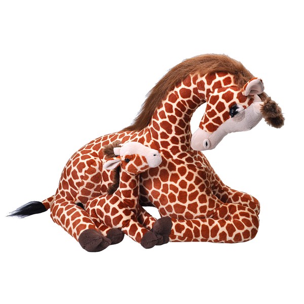 WILD REPUBLIC Jumbo Mom and Baby Giraffe, Stuffed Animal, 30 inches, Gift for Kids, Plush Toy, Fill is Spun Recycled Water Bottles
