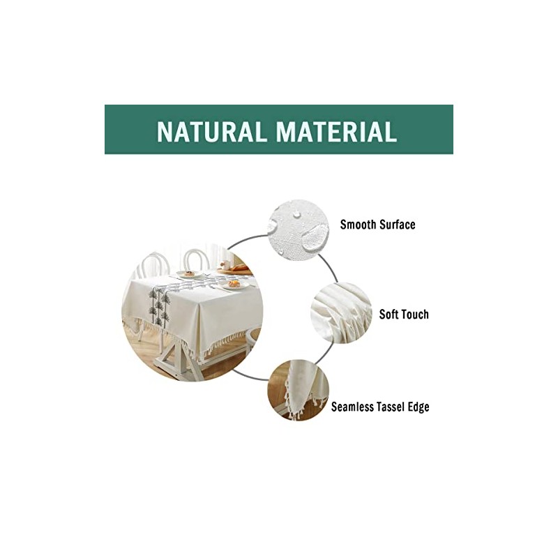 Mantel rectangular impermeable con borlas, mantel de algodón de cáñamo