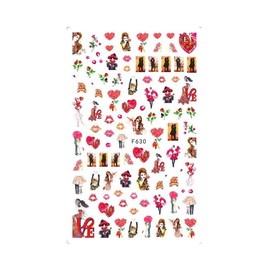 Generic Heart Love Nail Sticker Arrow Valentine Day Love Lock Key Red Lips F630 Nail Wraps Art Stickers Manicure Supplies for Women for Home Nails Full Long Lasting Easy Apply and Remove