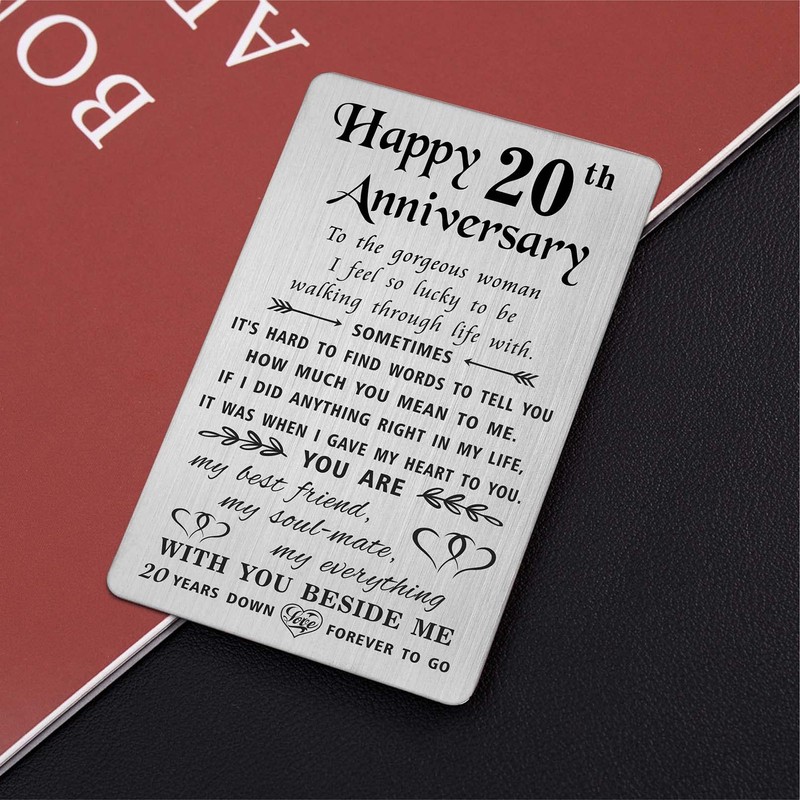 TANWIH 20th Anniversary Card Gifts for Wife Women, Happy 20