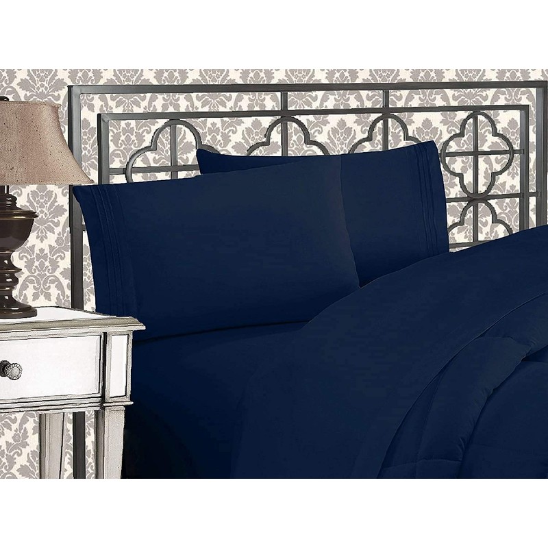 100% Cotton Navy Blue Pillowcases, 2 Pack Plain Pillow Cases,