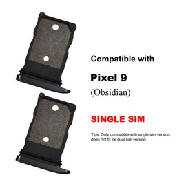 2 PCS for Pixel 9 Single SIM Card Tray Replacement, Single SIM Card Slot Holder Compatible with Pixel 9 (Obsidian)