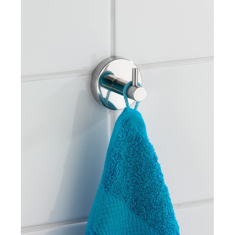 WENKO Bosio Wall Hooks Set of 2 High-Quality Rustproof Shiny