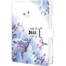 ZXHQ Diary with Lock for Girls and Women, Secret Lock Journal with Exquisite Pattern Design, Refillable Faux Leather Notebook, Size A5 (21 x 15 cm)