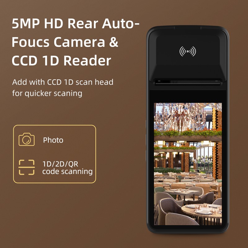 Handheld 4G POS Receipt Printer Android 11 1D/2D Barcode Scanner