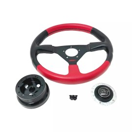 Grant Jeep CJ5 CJ6 CJ7 Wrangler Steering Wheel Kit 13.5" 3 Spoke Grant Red & Black