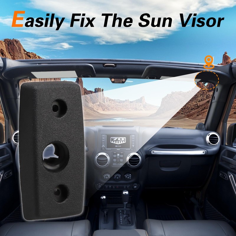 FUSH Passenger Side Sun Visor Mounting Clip Compatible with Jeep