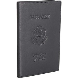 Royce Leather Passport Holder and Travel Document Organizer in Leather, Black 3, One Size