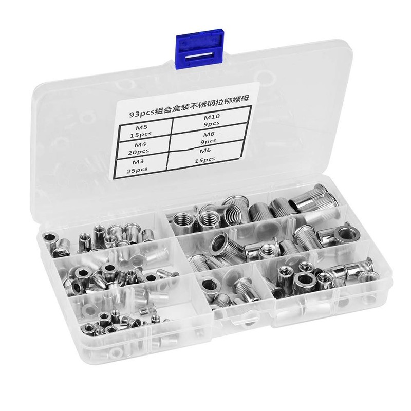 Rivet Nuts, 93 Pieces 304 Stainless Steel Blind Rivet Nuts