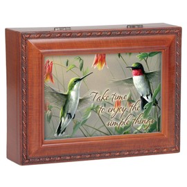 Cottage Garden Take Time Enjoy The Simple Things Woodgrain Rope Trim Jewelry Music Box Plays You are My Sunshine