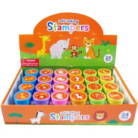 Tiny Mills 24 Pcs Zoo Jungle Safari Animals Stampers for Kids Fun Jungle Book Animals Birthday Party Supplies Goodie Bag Stuffers Pinata Fillers Party Favor Bag Fillers