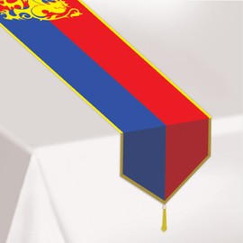 Beistle Printed Medieval Table Runner, Red/Blue Royal Castle Table Décor for Feasts, Fantasy Knight Party Accessories, Medieval Themed Party Decor, 11" x 6'