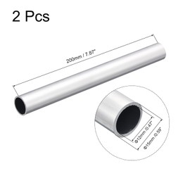 sourcing map Pack of 2 6063 Aluminium Tube, 12 mm Inner Diameter, 15 mm Outer Diameter, Aluminium Profile, Metal Tube, 200 mm Length, Aluminium Round Tube for Industrial Construction, Craft Projects