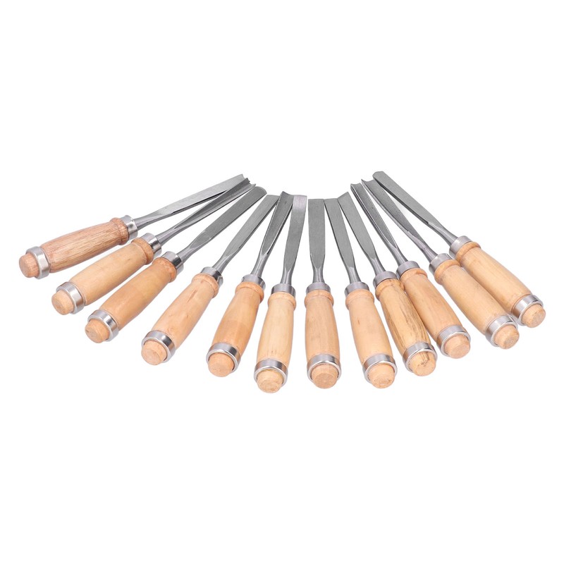 12Pcs Wood Turning Chisels Wood Grooves Parting Tools Set Woodworking
