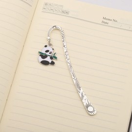 BAUNA Book Marks Mental Bookmark for Men Women with Panda Pendant Panda Gifts for Bookworms Writers Friends (Panda Bookmark)