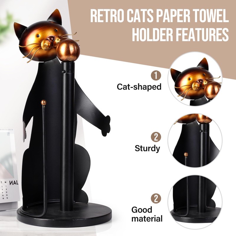 Cat Paper Towel Holder Countertop, Farmhouse Paper Towel Holder Stand
