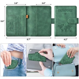 Eoehro Passport Holder for Travel Essentials, Passport Wallet Cover Case for Travel Must Haves Accessories,Passport Book Holders for Women and Men(dark green)