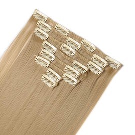 Clip in Hair Extension 26 inch Long Straight Hairpiece 8 Pcs 18 Clips Synthetic for Full Head [26" Medium Brown]